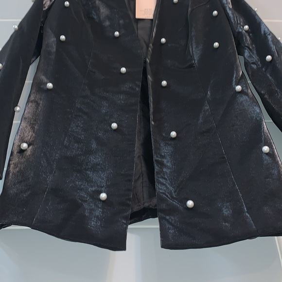 NWT SHEIN Frenchy Pearls Beaded Open Front Blazer - Picture 6 of 16